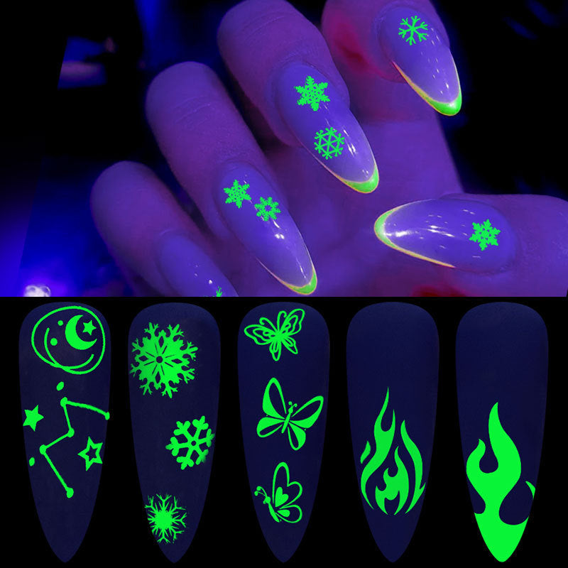 Glow-in-the-Dark Halloween Nail Stickers — Self-Adhesive (Luminous)