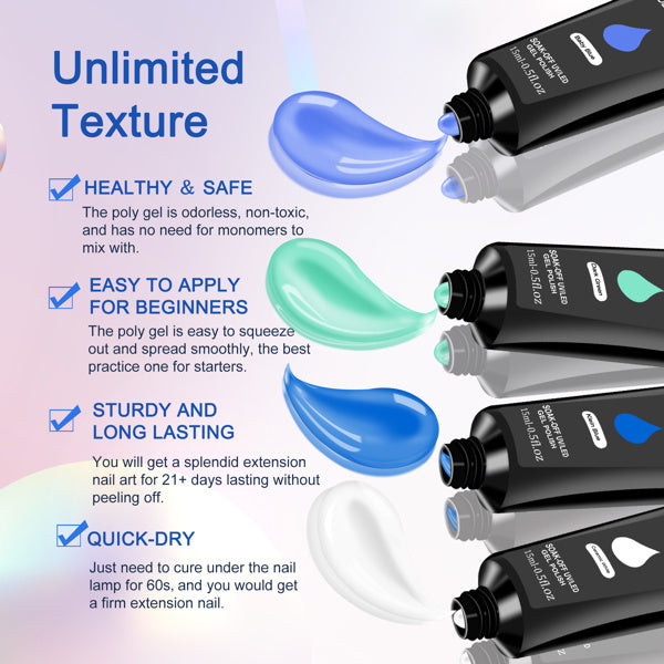 All-in-One Polygel Nail Kit with UV Lamp, Primer & Builder Tools