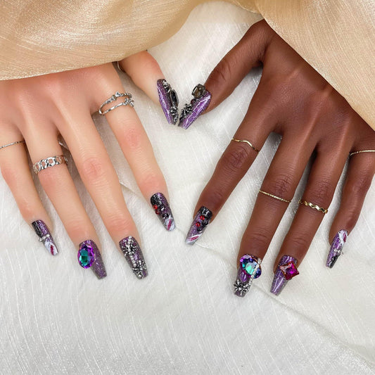Royal Arachnid Short Press-On Nails – Handmade Gradient Soft Gel Set